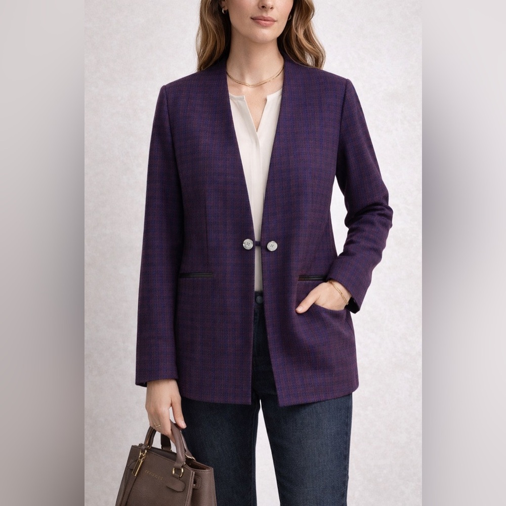 Linda Allard for Ellen Tracy Pure Wool Plaid Jacket – Vintage Size 6